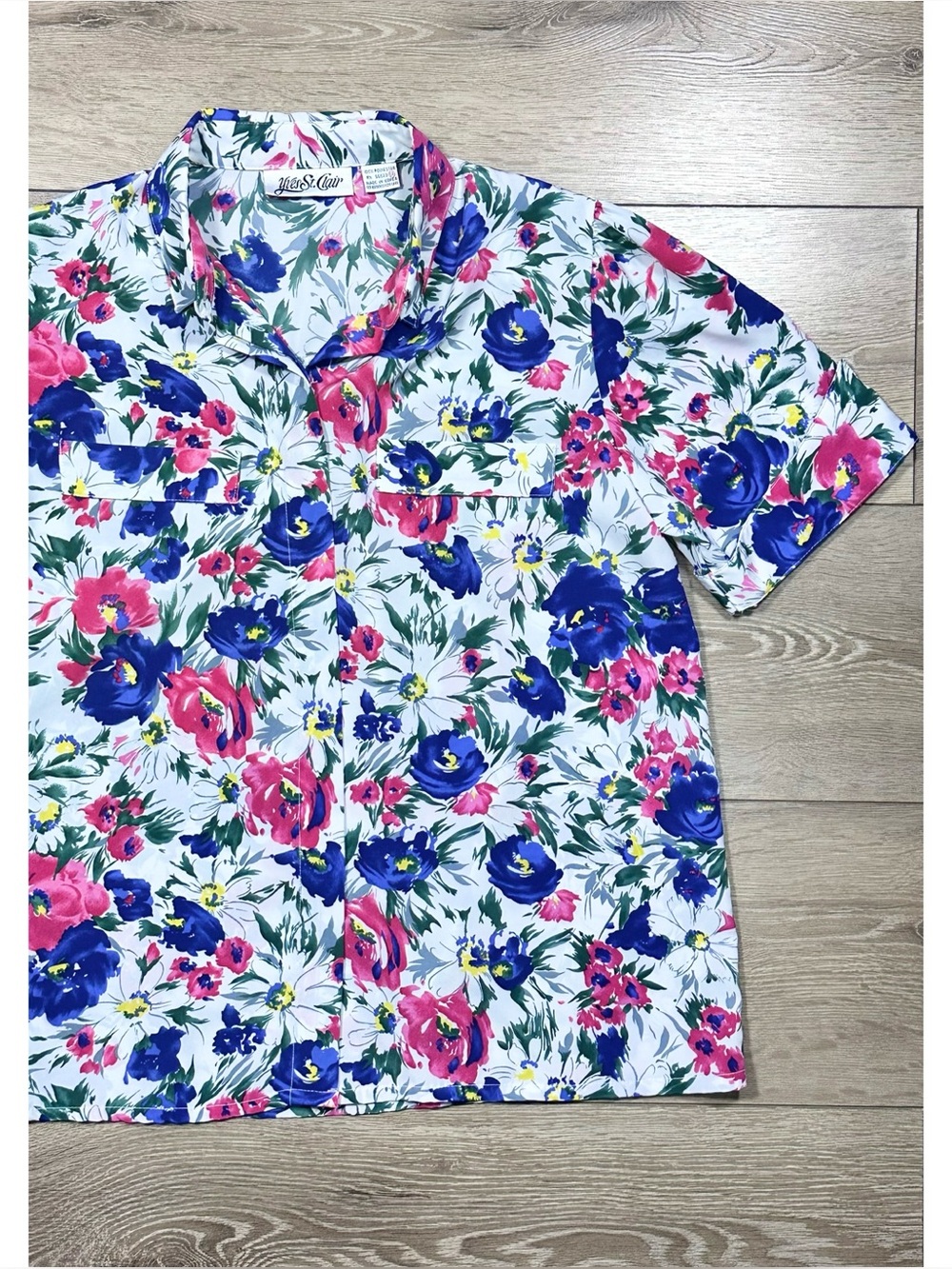 Yves St. Clair Vintage Floral Button Down Short Sleeve Blouse Grannycore